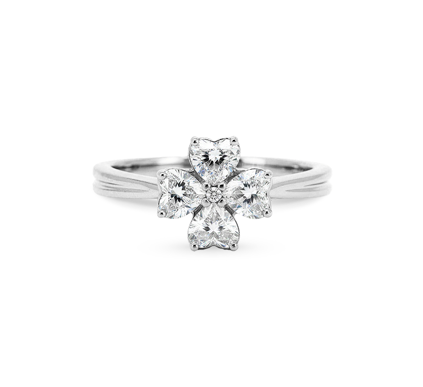 Flower series set C ring in white gold