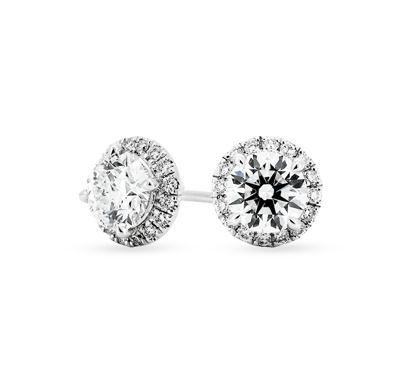 Halo earrings RD 0.5 D VS1 IGI in white gold