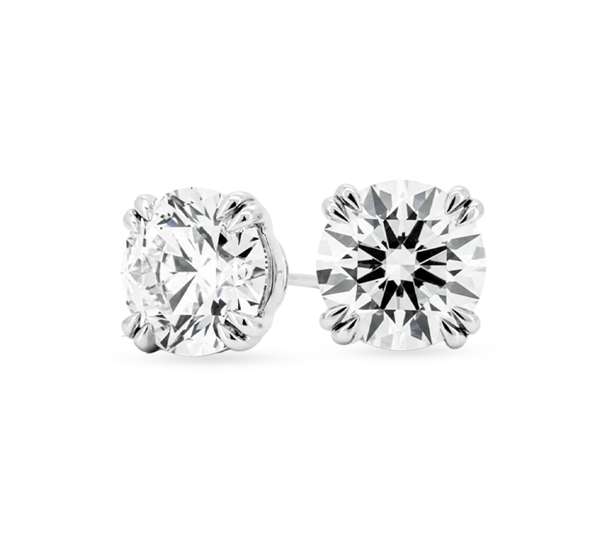 Double claw solitaire earrings RD 2 E VS2 IGI in white gold
