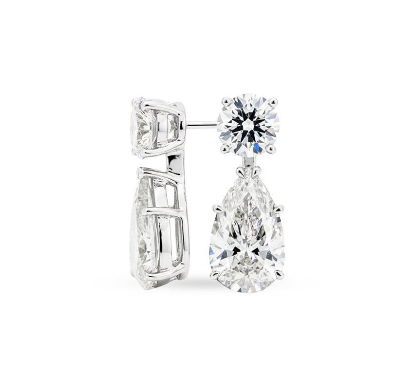 Tear drop earrings RD 0.3 and PE 0.5 D VVS2 IGI in white gold