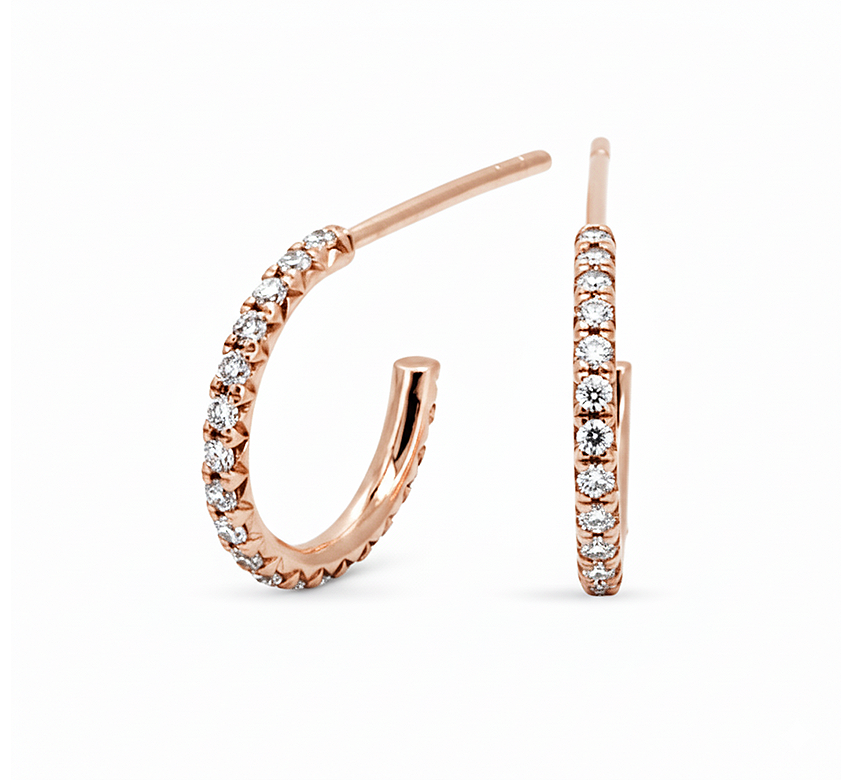 Classic pave hoop earrings in rose gold