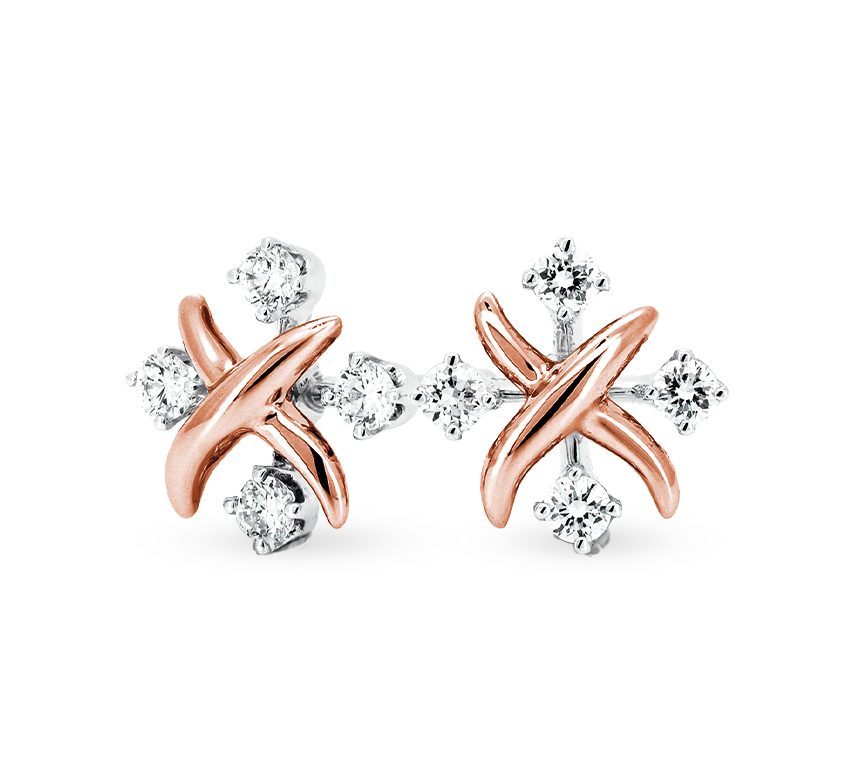 Compass earrings in rose gold