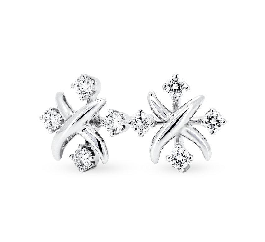 Compass earrings in white gold