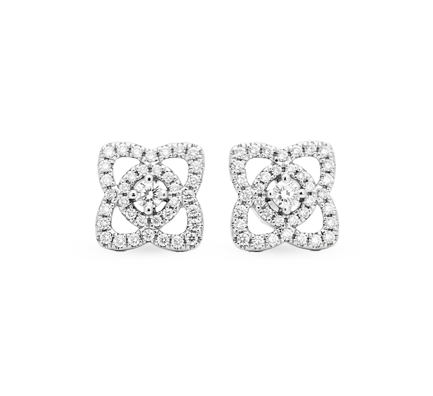 Lotus pave earrings in white gold