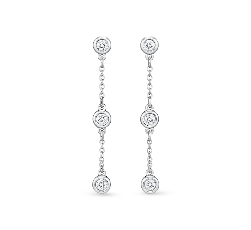Sweet dots drop earrings in white gold