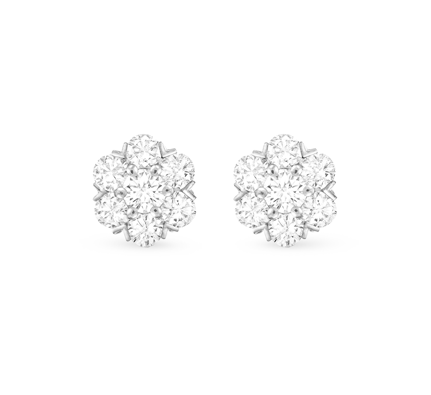 Snowflakes earrings in white gold