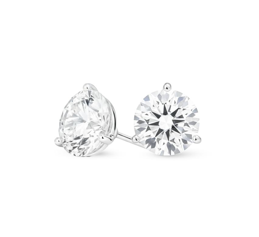 Stud 3 Prong Earrings 1 D VVS2 IGI in white gold