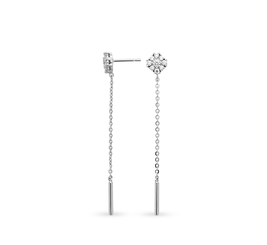 Square halo hanging chain earring