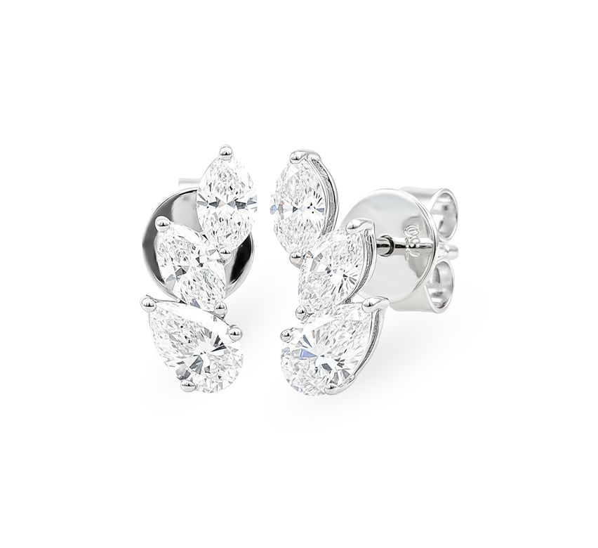 Autumn stud earrings in white gold