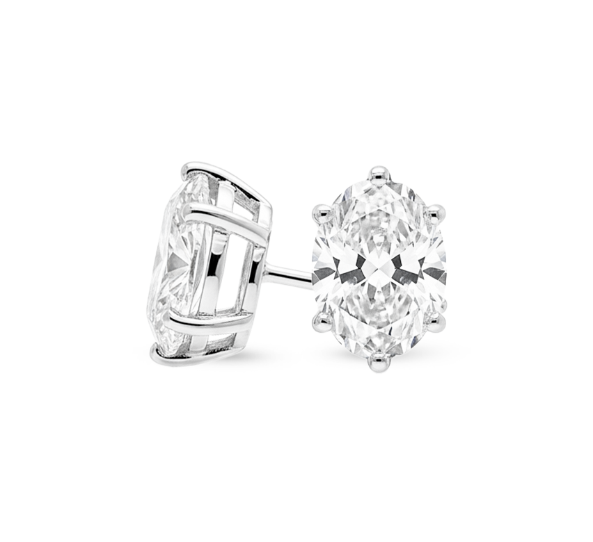 Stud 6 Prong Earrings 1.5 OV D VVS2 in white gold