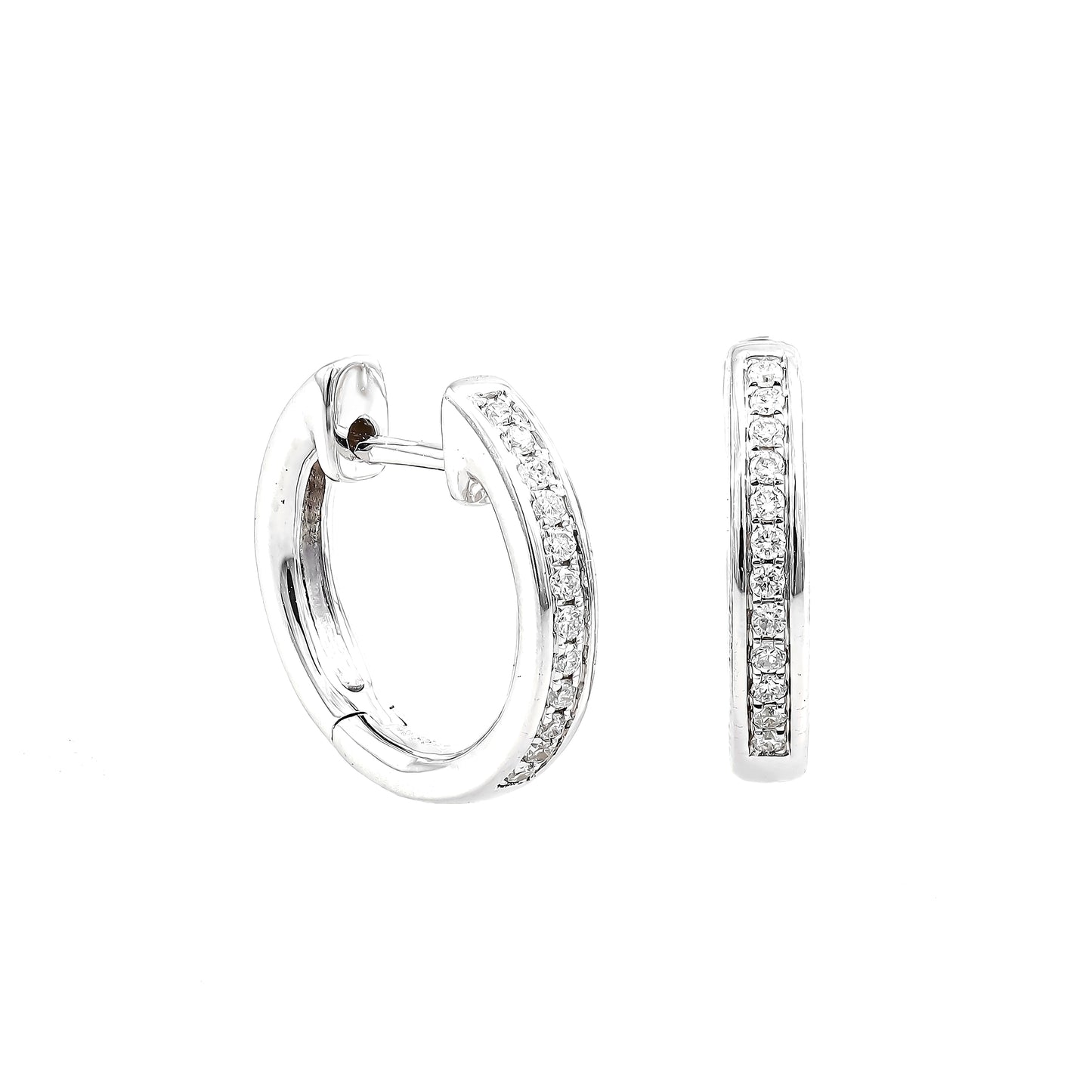 Pave huggie in white gold