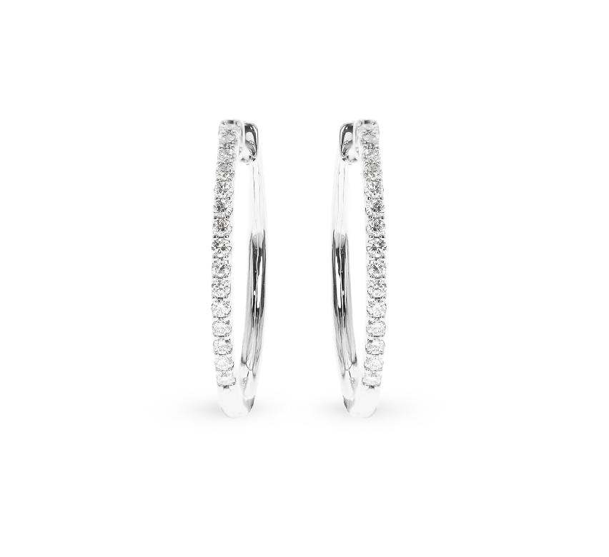 Medium hoop earrings in white gold