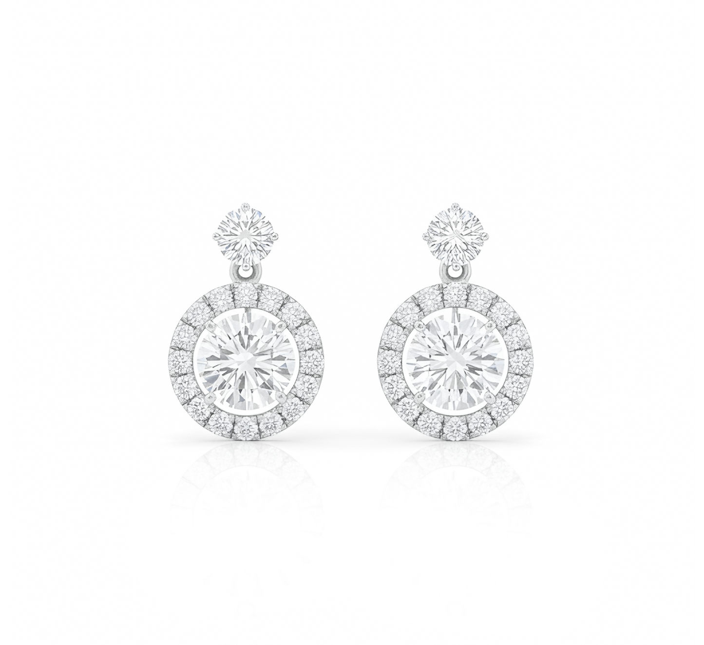 Set 8 Round Halo B Series Earrings 0.3ct in white gold