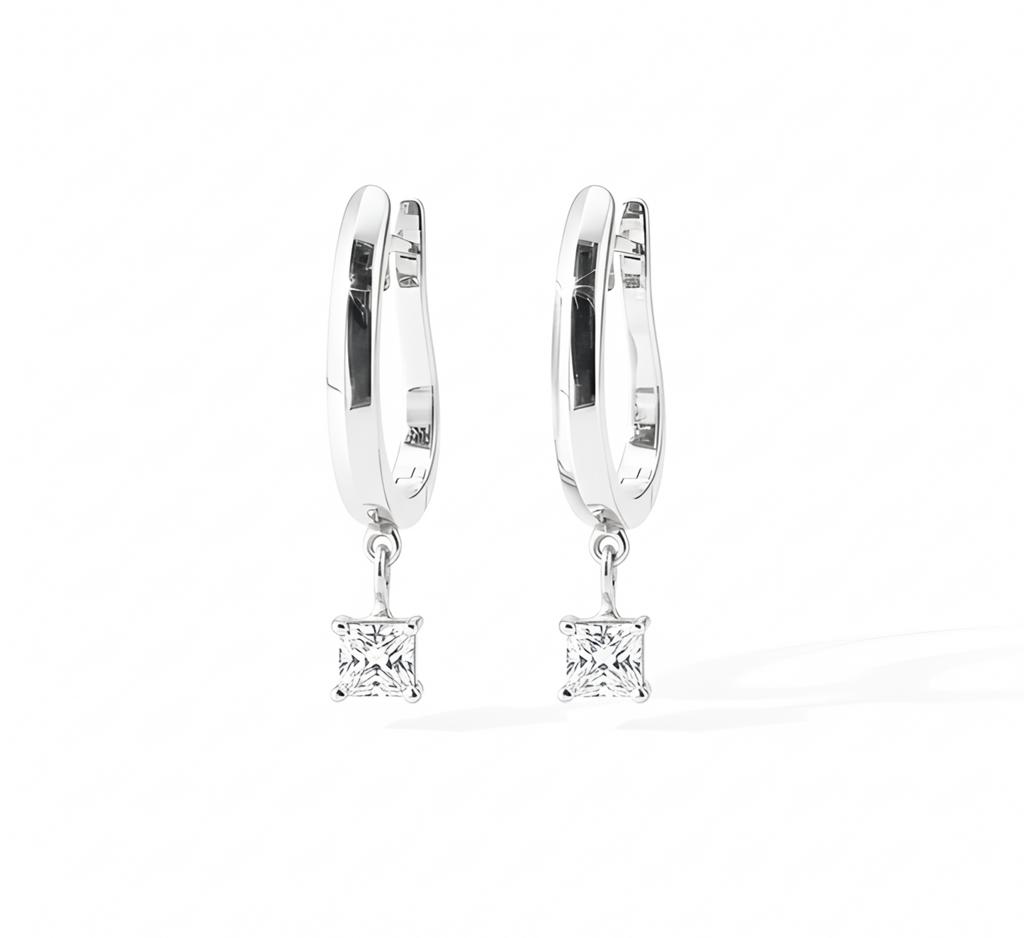 Hanging solitaire earrings PR in white gold