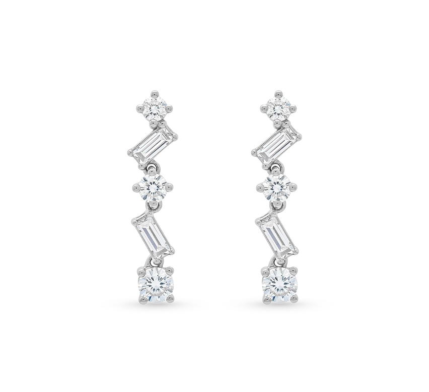 Mozaic chain earrings in white gold