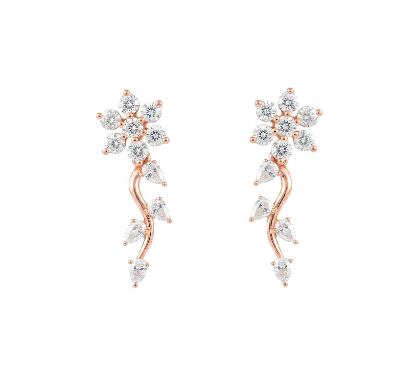 Sunflower vine earrings in rose gold