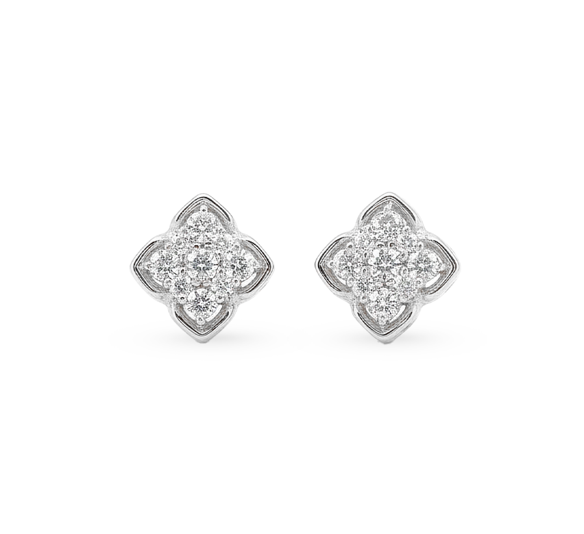 Flower series set A earring in white gold