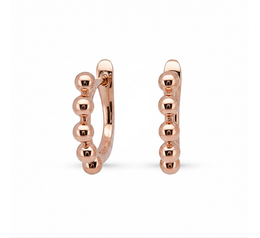 Pattern plain D earring in rose gold