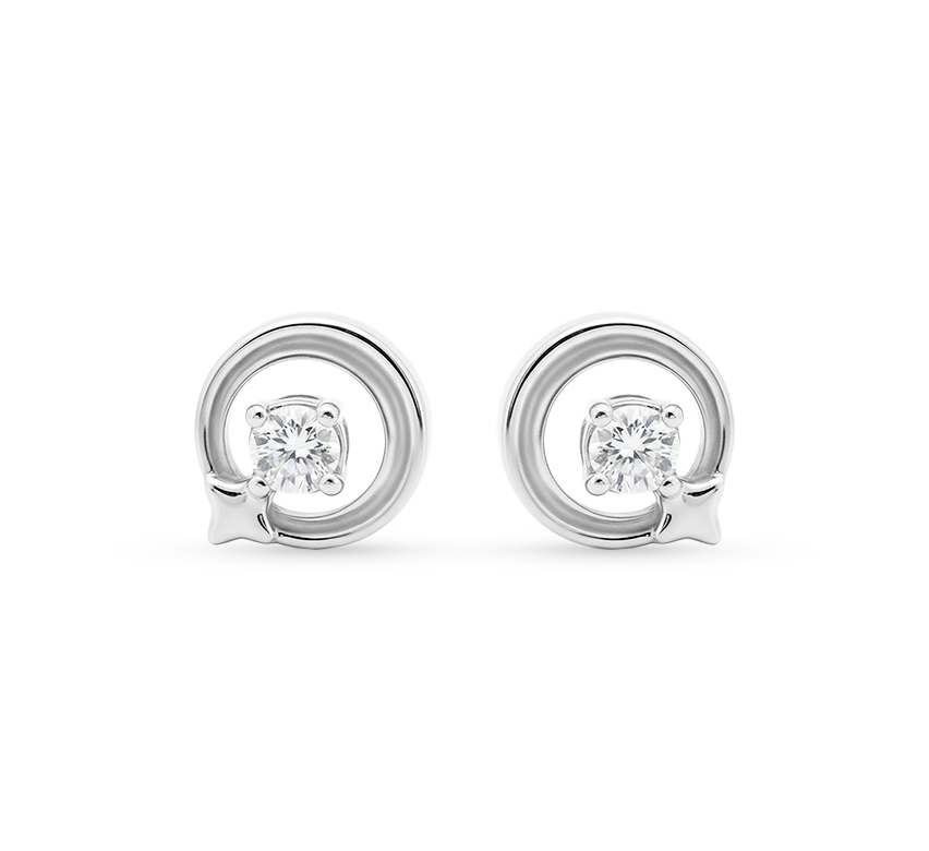 Plain earrings A in white gold
