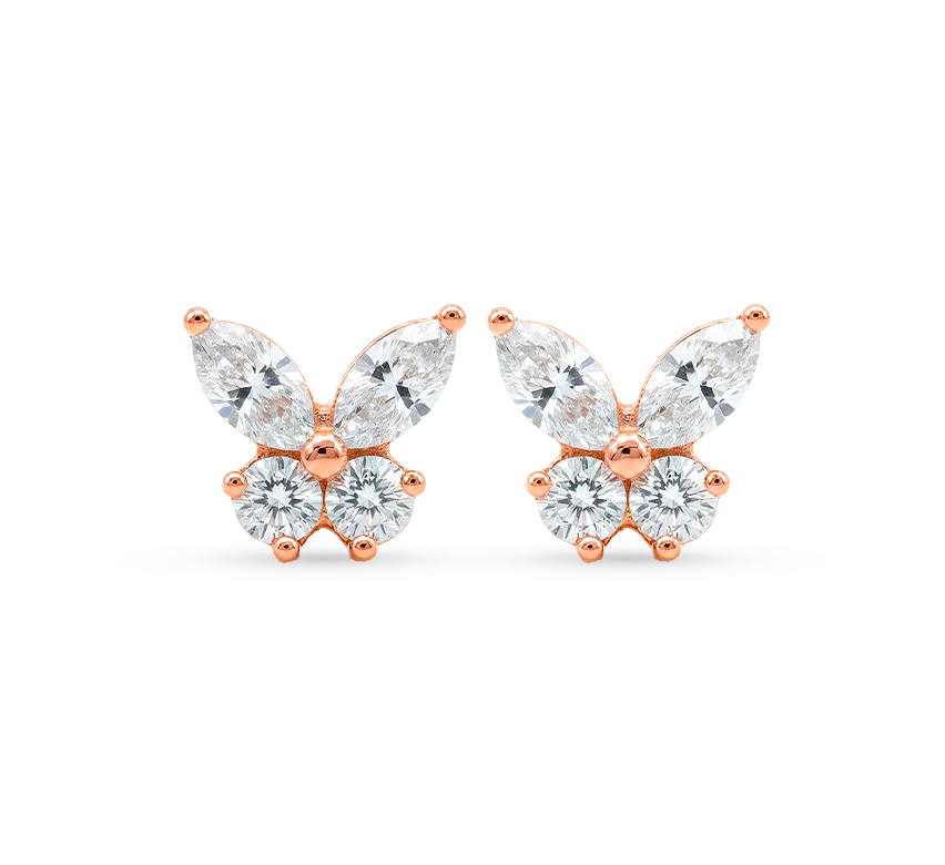 Butterfly earrings A in rose gold
