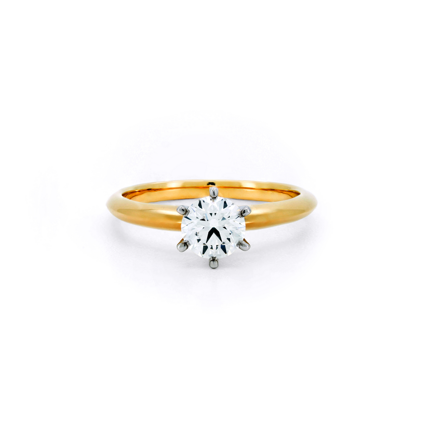 Classic 6 prong ring RD 0.7 D VVS2 IGI in gold