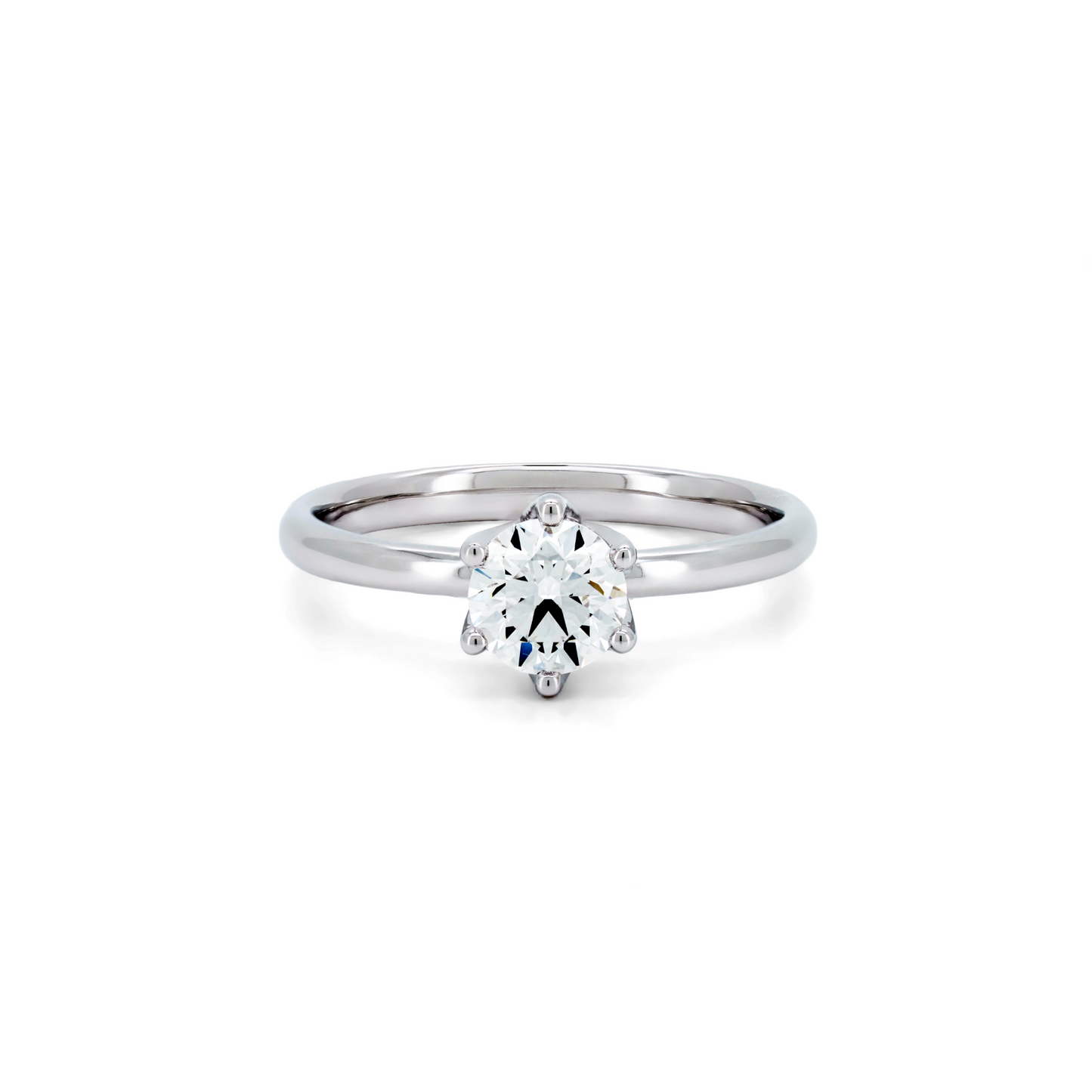 Lotus 6 prong ring RD 0.61 D VVS2 IGI in white gold
