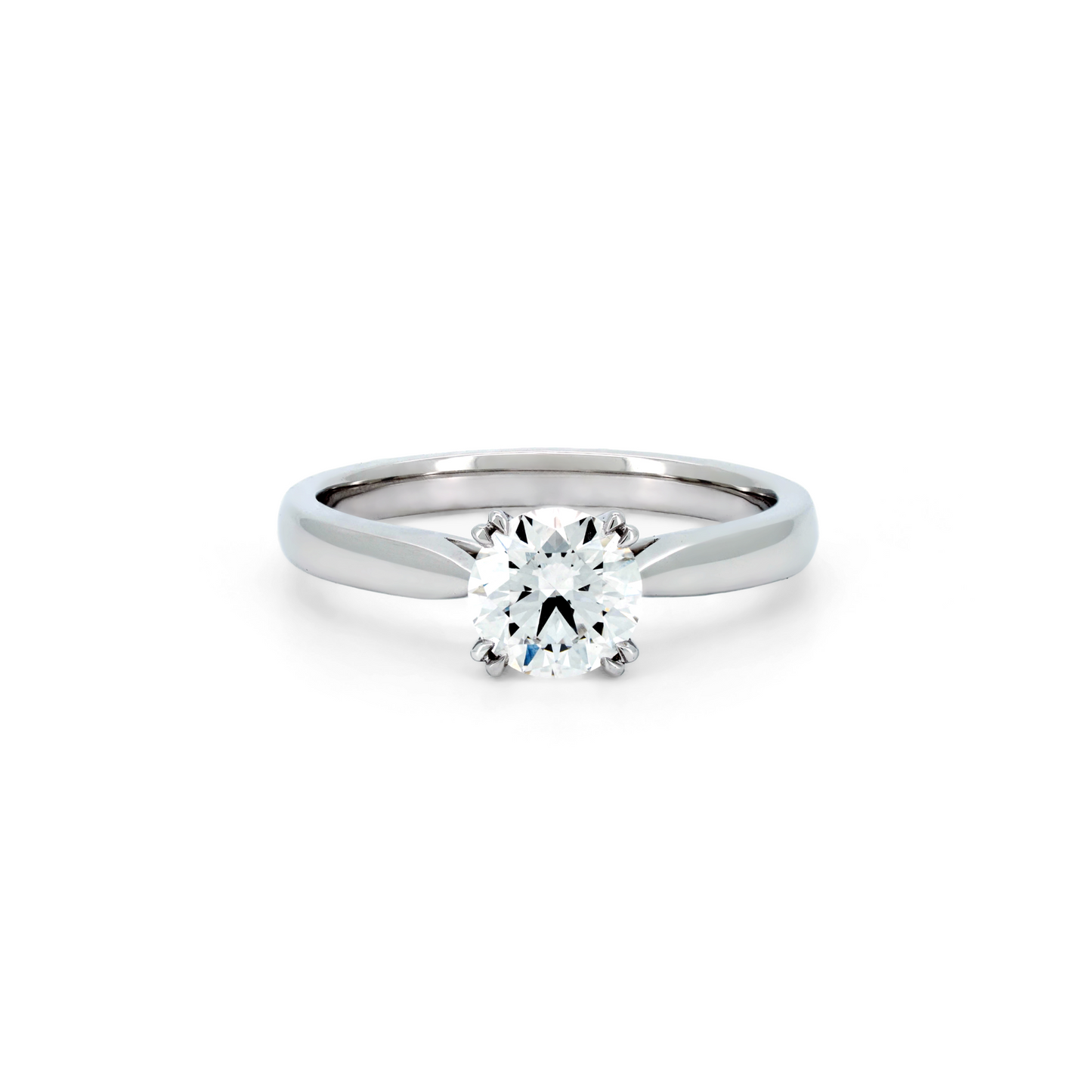 Double claw 4 prong ring RD 1 E VS1 GIA in white gold