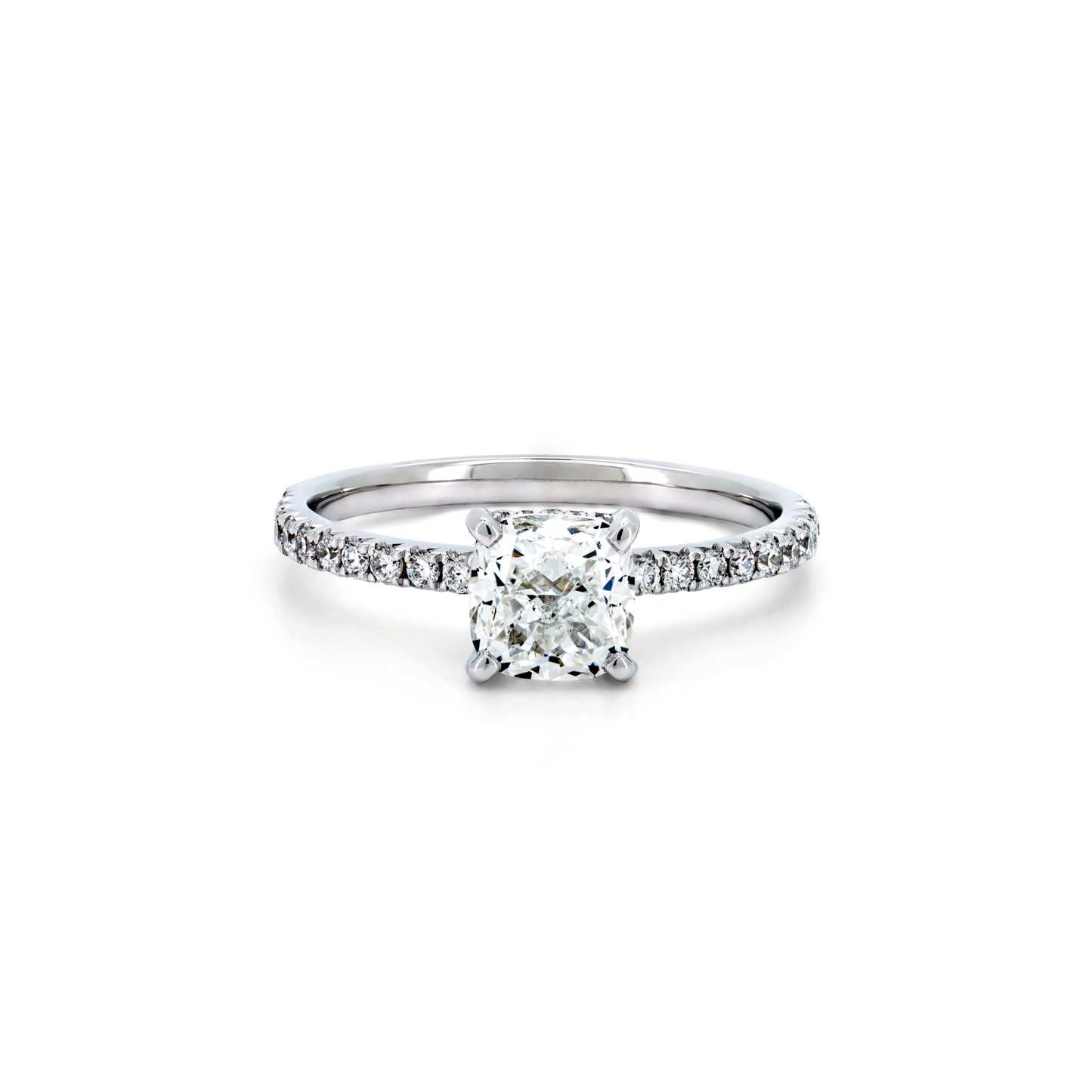 Classic pave ring CU 1.07 E VVS2 IGI in white gold