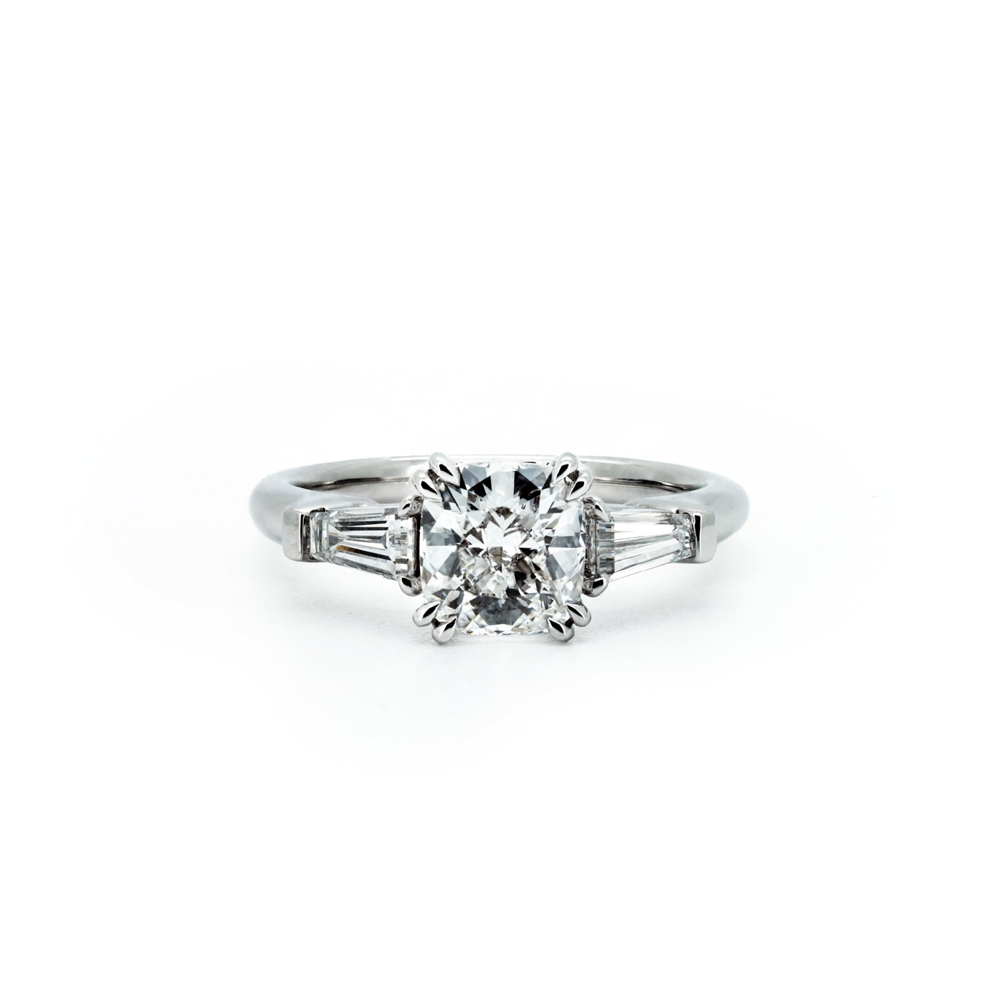 3 stone baguette ring CU 1.5 E VS2 IGI in white gold