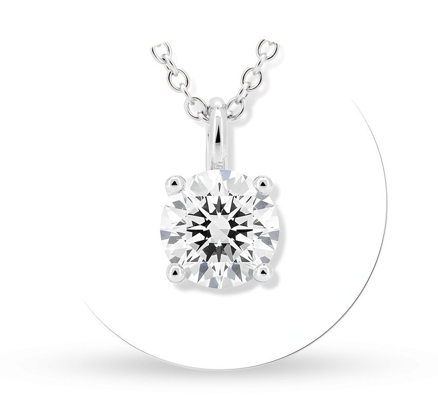 Hanging solitaire 4 prong necklace RD 1.01 D VVS2 IGI in white gold