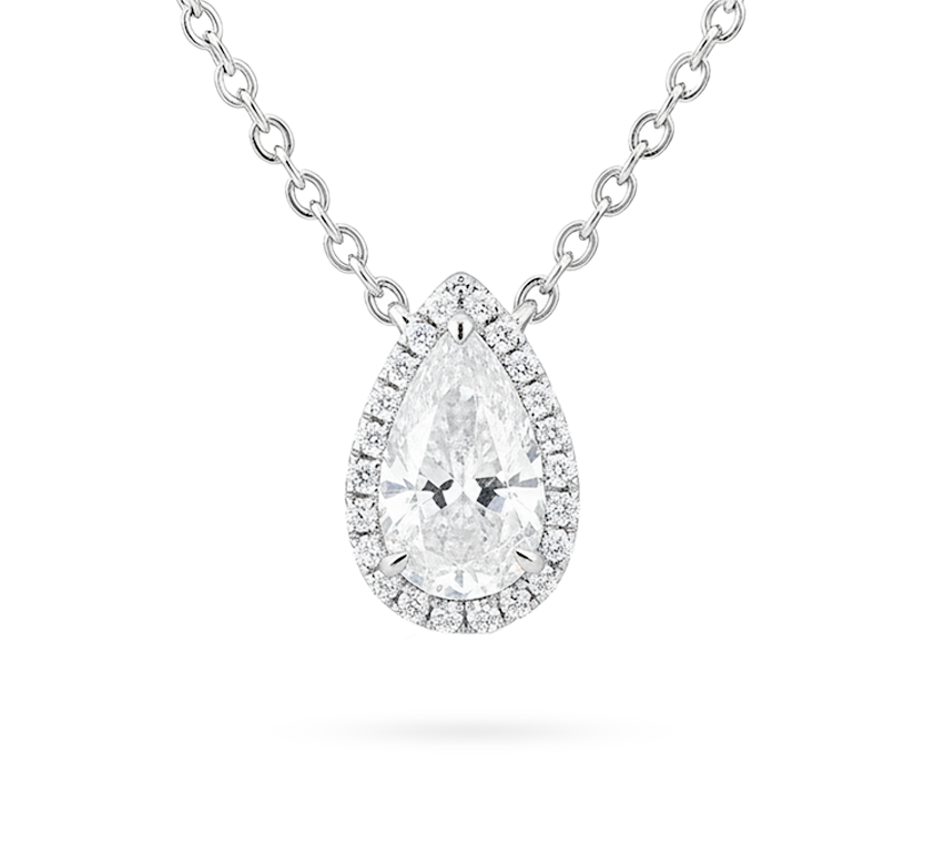 Halo solitaire necklace PE 0.66 D VS2 IGI in white gold