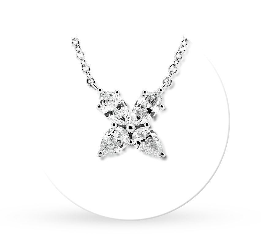 Daphne flower necklace in white gold