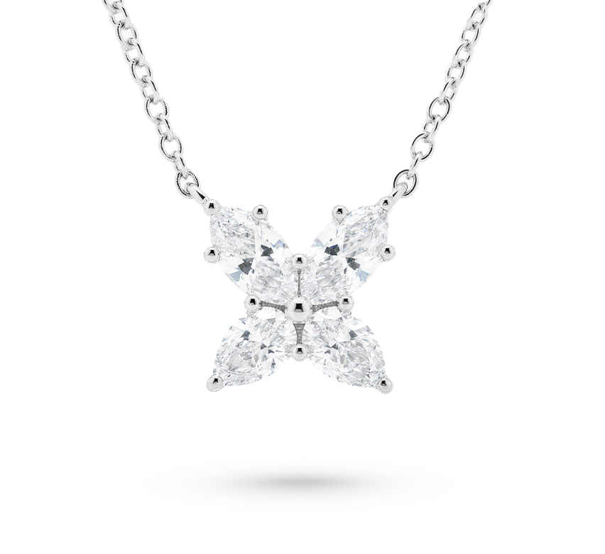 Daphne flower necklace in white gold