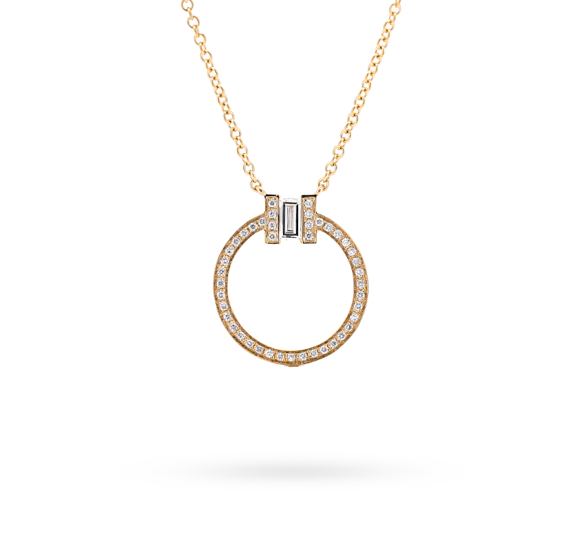 Circle pave necklace in gold
