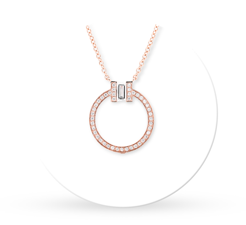 Circle pave necklace in rose gold