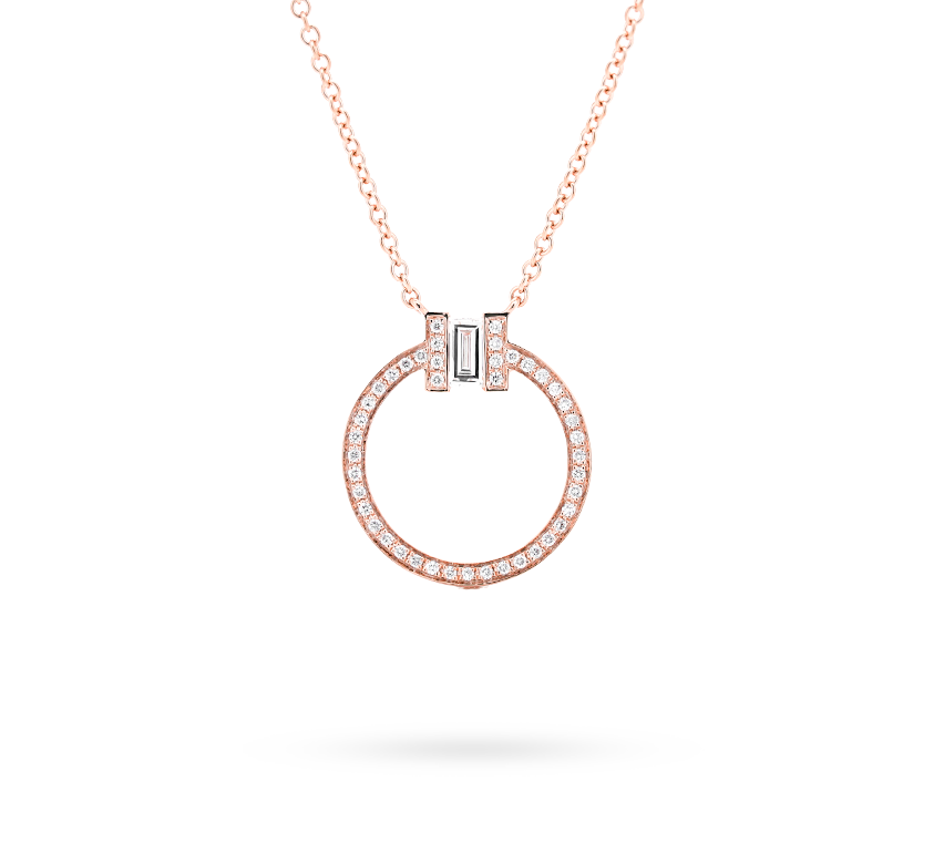 Circle pave necklace in rose gold