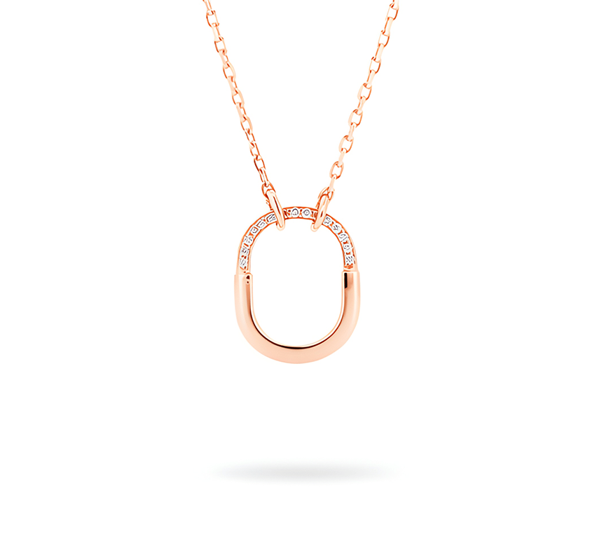 Lock pave in rose gold