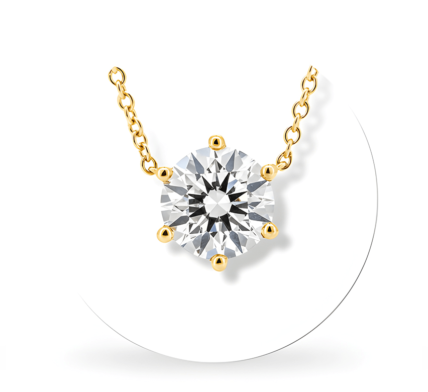 6 prong fixed necklace RD 1.51 E VS1 IGI in yellow gold