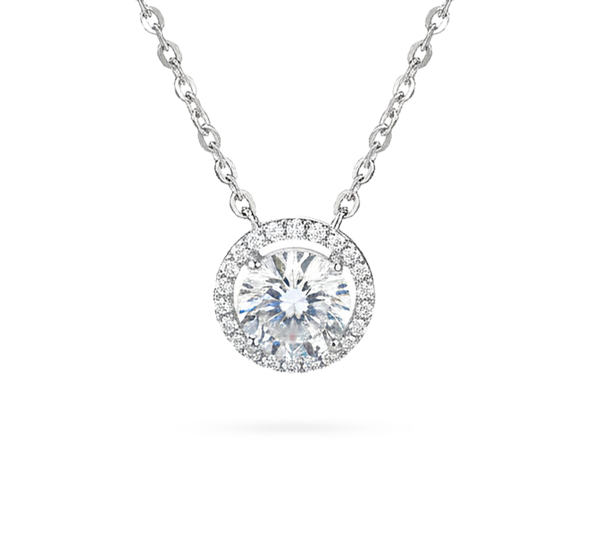 Slider spirit halo necklace RD 0.7 D VVS2 IGI in white gold