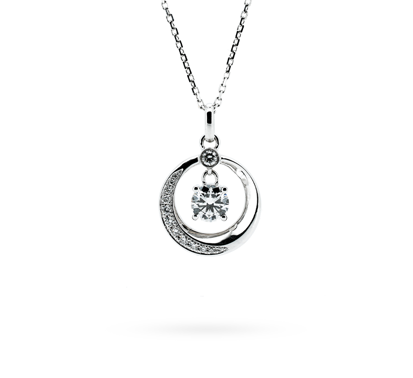 Moonlight necklace RD 0.5 D VS1 IGI in white gold