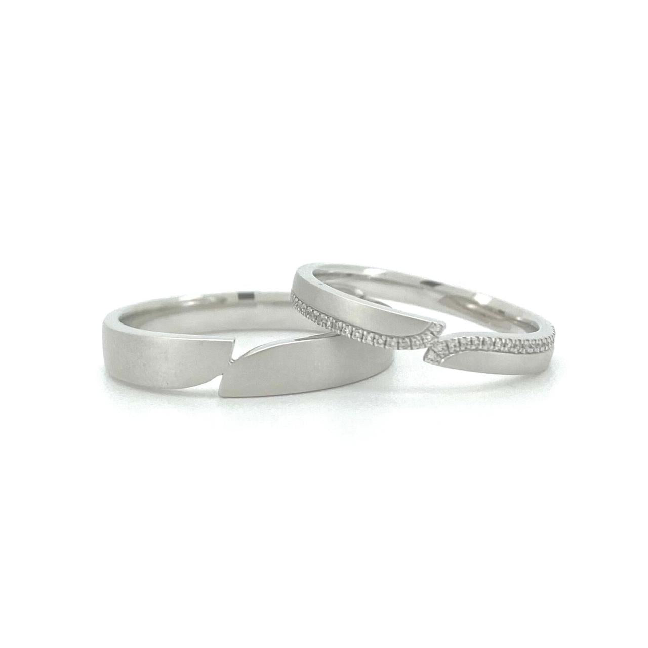 Ring set S: Slash satin pave ring in white gold