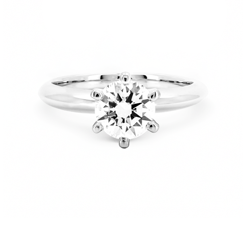 Classic 6 prong ring RD 0.54 F VS1 IGI in white gold