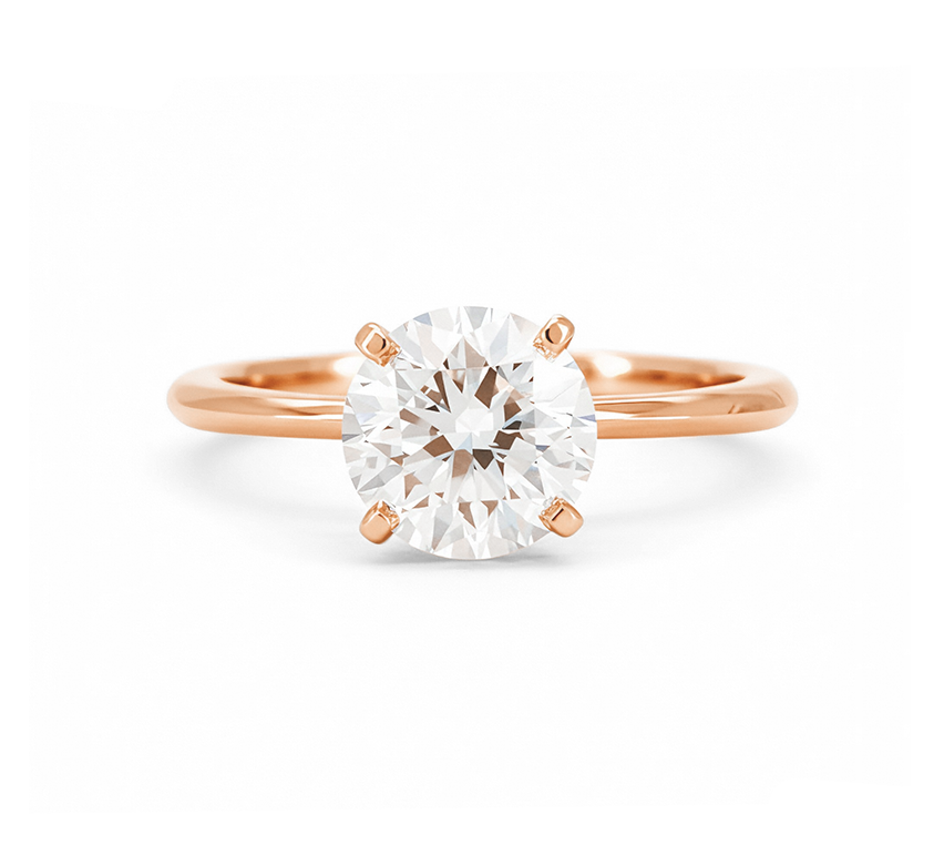 Classic 4 prong ring RD 0.52 F VS1 IGI in rose gold