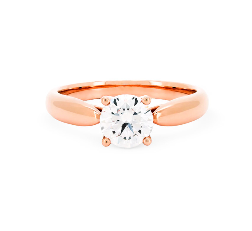 Bow plain ring RD 0.8 D VVS2 IGI in rose gold