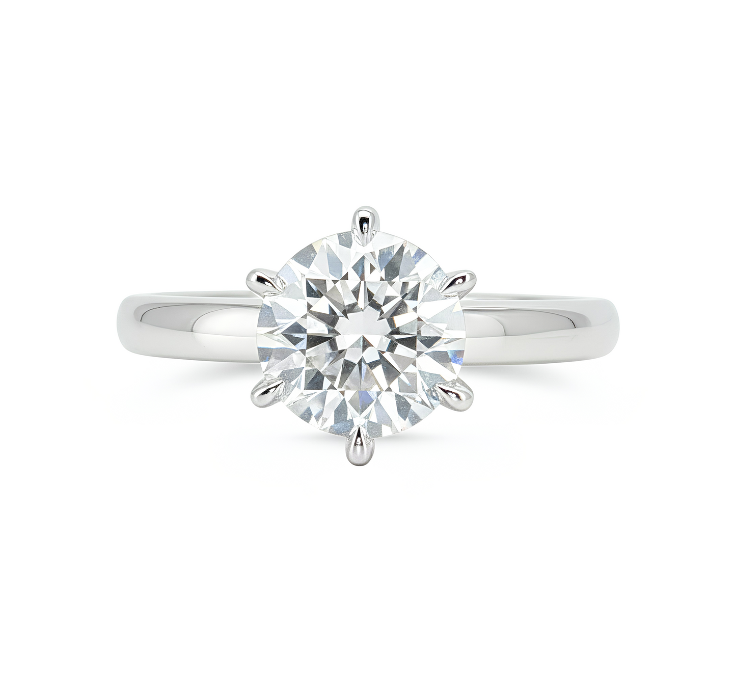 Comfort fit 6 prong ring RD 0.3 in white gold
