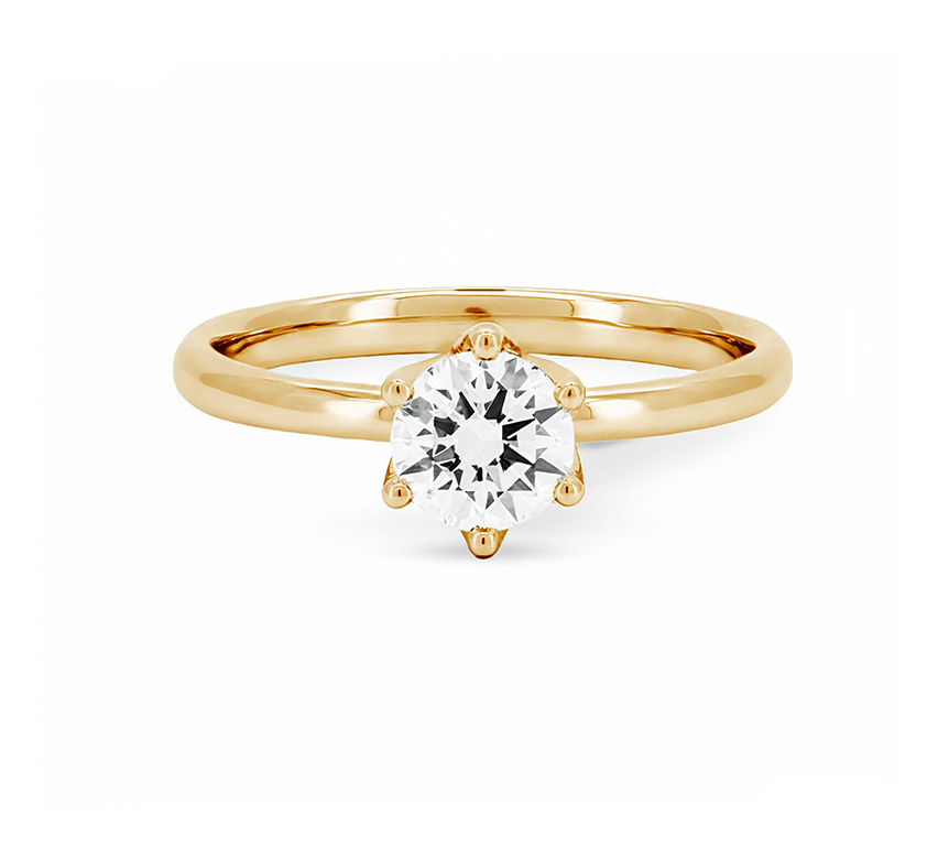 Lotus 6 prong ring RD 0.45ct in yellow gold