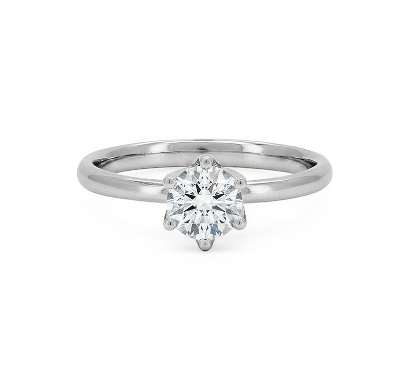 Lotus 6 prong ring RD 0.82 D VS1 IGI in platinum