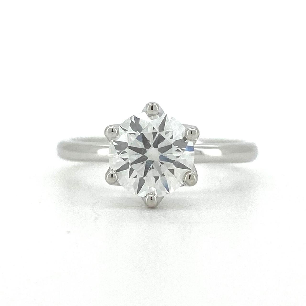Lotus 6 prong ring RD 0.98 D VVS2 IGI in white gold