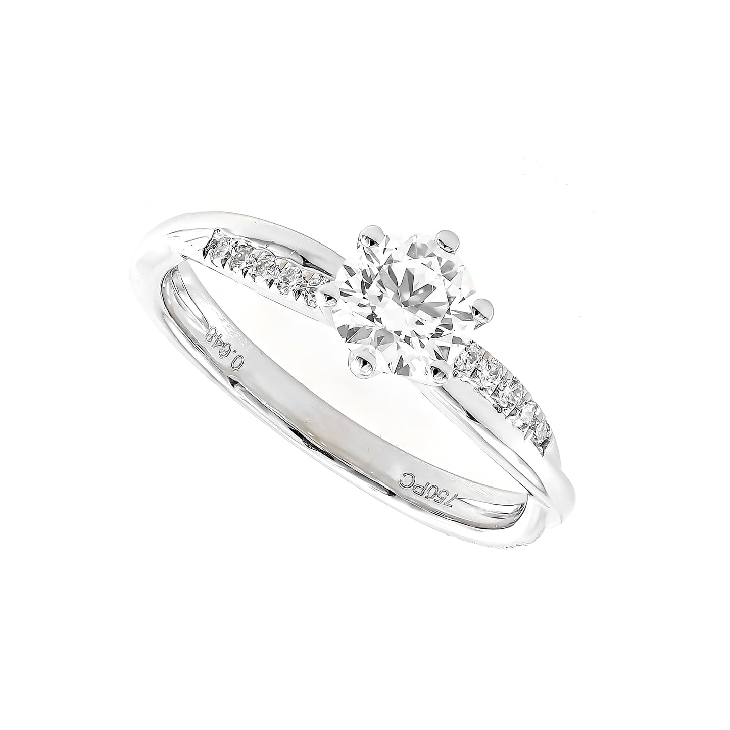 Vine twist ring RD 0.55 D VS1 IGI in white gold