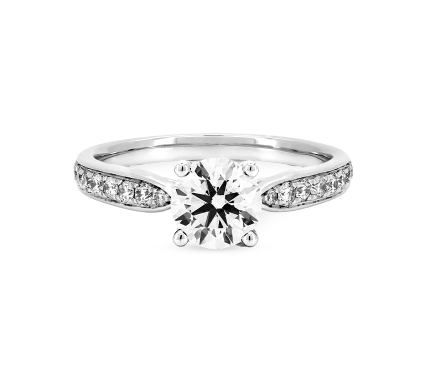 Cathedral bow half pave ring RD 0.5 D VS1 IGI in white gold